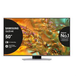 Samsung Q80D TV QLED 4K 50” QE50Q80DATXZT Smart TV Wi-Fi Eclipse Silver 2024, Processore NQ4 AI GEN2, 4K AI Upscaling, Simple Chamfer Design, Dolby At - 0,5 W