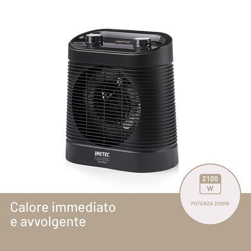 Imetec Silent Power Comfort, termoventilatore silenzioso e compatto, stufetta elettrica, 2100 w, 4 funzioni, termostato ambiente e di sicurezza, funzi