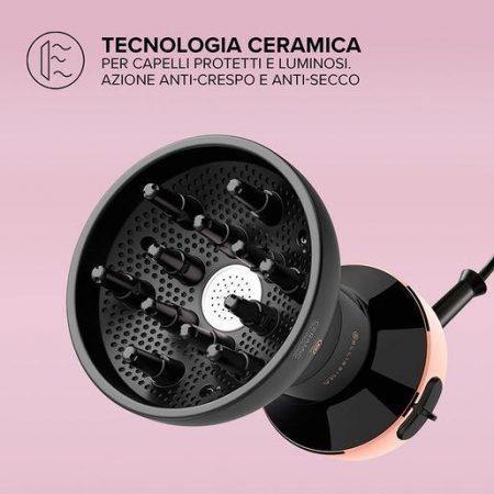 1 Card - Steam Elixir Def Bellissima My Pro Diffon Ceramic, Diffusore ad Aria Calda per Capelli Ricci, Tecnologia Ceramica, 700 W, 2 Combinazioni Aria/Temperatura, Asciugatura