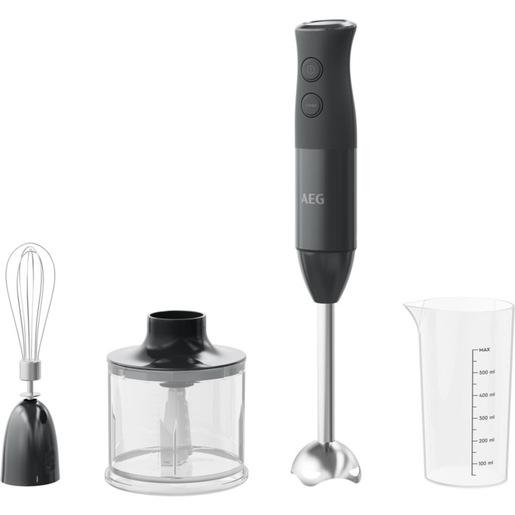 AEG HB4-1-6GG Frullatore ad immersione, 600W, 2 Lame acciaio inox, funzione Turbo, Bicchiere 0.6 L, Tritatutto con coperchio