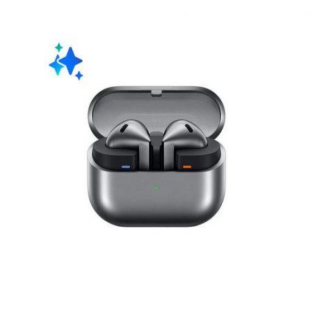 buds3_ GREY_dettaglio Samsung Galaxy Buds3 Auricolari AI open-type True Wireless, Audio Hi-Fi, Impermeabilità IP57, Silver