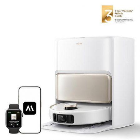 MOVA V50 Ultra Complete VIU, Robot Aspirapolvere Lavapavimenti Intelligente con Navigazione FlexiRise™, Potenza di Aspirazione 24.000Pa, Mocio Termico Du