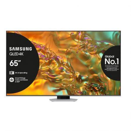 Samsung Q80D TV QLED 4K 65'' QE65Q80DATXZT Smart TV Wi-Fi Eclipse Silver 2024, Processore NQ4 AI GEN2, 4K AI Upscaling, Simple Chamfer Design, Dolby At