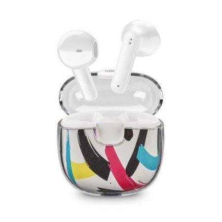 Music Sound Drip Auricolari Bluetooth a capsula con custodia trasparente e fantasie originali