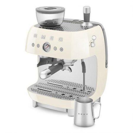 Smeg Macchina da Caffè Espresso Manuale con macinacaffè integrato 50’s Style – Panna LUCIDO – EGF03CREU