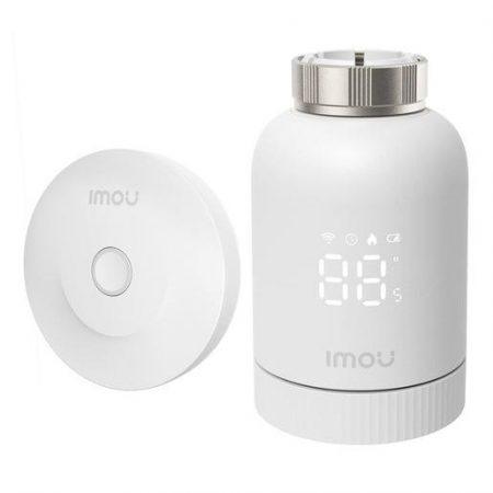 Imou TRV1 Kit. Comprende hub ZG2-EU e valvola TRV1 con 6 adattatori di montaggio, rilevamento finestra aperta, protezione congelamento, programmabile e c