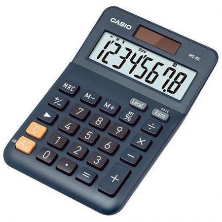 Casio MS-8E calcolatrice da tavolo con funzione di conversione valute (Euro) e tasto correzione ultime cifra, alimentazione combinata