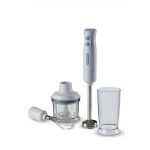 Ariete 601 Frullatore a Immersione con tritatutto, 700 W, 2 velocità, Lama in acciaio inox, Gamba removibile, Bicchiere trasparente, White & Aegean Teal