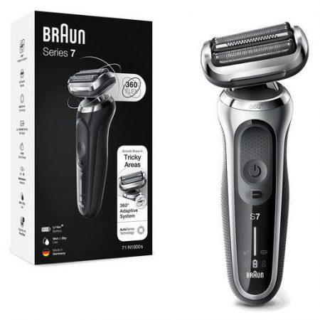Braun Series 7 71-S1000s Rasoio Elettrico Uomo, 360° Flex, Wet&Dry, Ricaricabile, Rasoio A Lamina Senza Fili, Argento