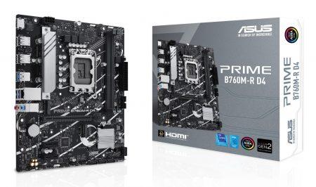 ASUS MB B760, PRIME B760M-R D4, LGA1700, DDR4,  2 X DIMM SLOTS, MAX. 64GB