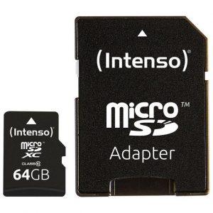 INTENSO MICRO SDHC 64GB CLASSE 10 + ADATTATORE SD