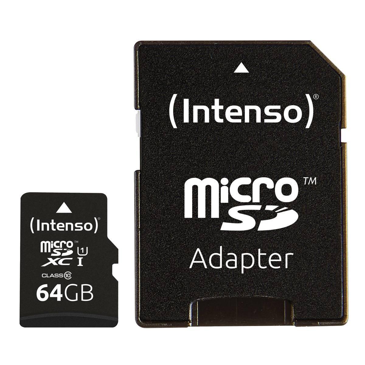 Intenso Micro Sd Uhs-I Premium Con Incl Sd Adapter 64Gb Confezione Da 3 Pz