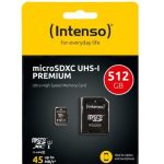 INTENSO MEMORY CARD MICRO SD 512GB UHS-I PREMIUM Up to 90 Mb/s