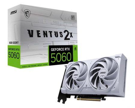 MSI VGA GEFORCE RTX 5060, RTX 5060 8G VENTUS 2X OC WHITE, 8GB GDDR7, HDMI/DP*3, ATX, DUAL FAN, OC, B