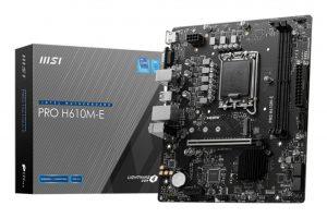 MSI MB H610, PRO H610M-E DDR5, LGA 1700, 2DD54, 1PCI-EX16,1PCI-EX1,1M.2 GEN4,4SATA3.0,4USB3.2GEN1,8U