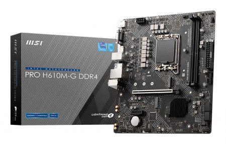 MSI MB H610, PRO H610M-G DDR4, LGA 1700, 2DDR4, 1PCI-Ex16, 2M2, 4SATA3