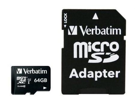 VERBATIM MICRO SDXC CARD 64GB CLASS 10 INC ADAPTER