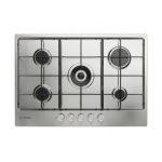 Indesit THP 752 W/IX/I 1 piano gas inox 75cm 5 fuochi bruciatore doppia corona griglie smaltate