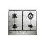 Indesit THP 642 W/IX/I 1 piano gas inox 60cm 4 fuochi bruciatore doppia corona griglie smaltate