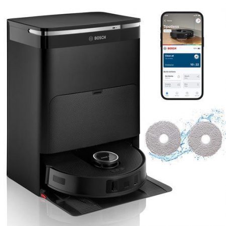 Bosch BCRDW3B, Robot aspirapolvere e lavapavimenti, Spotless Max, Nero