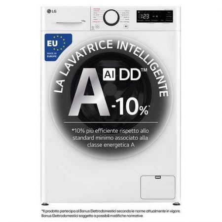 LG F4R3010NSWB Lavatrice 10kg AI DD, Classe A-10%, 1400 giri, Lavaggio a vapore