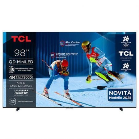 TCL Serie Smart TV QD-MiniLED 4K 98'' 98C7K, 144Hz, audio B&O, Dolby Vision IQ & Atmos, Google TV