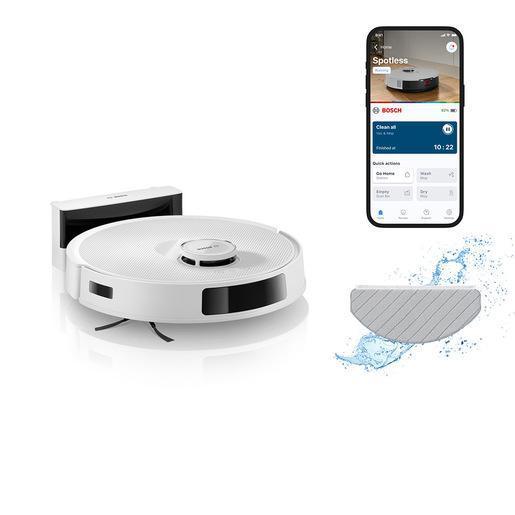 Bosch BCRC2W, Robot aspirapolvere e lavapavimenti, Spotless Advanced, Bianco