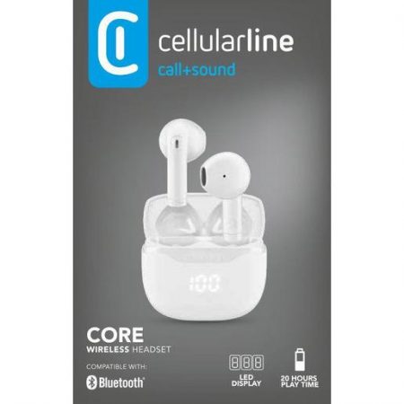 BTCORETWSW_BOXPACK_140X90X30_S0924 Cellularline Core Auricolare Bluetooth TWS con custodia di ricarica e display led