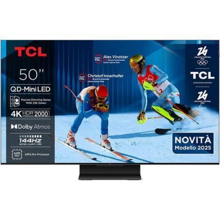 TCL Serie Smart TV QD-MiniLED 4K 50'' 50C7K, 144Hz, Dolby Vision IQ & Atmos, Google TV