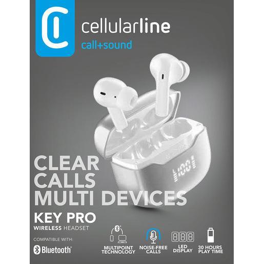 Cellularline Key Pro Auricolari Bluetooth con custodia di ricarica, display LED e funzione ENC