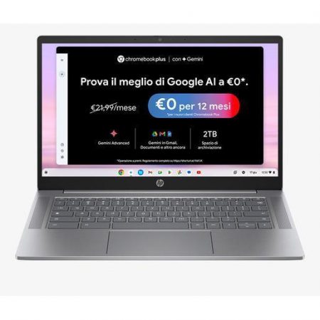 HP Chromebook 14a-nf0014nl Intel® Core™ i3 i3-N305 35,6 cm (14'') Full HD 8 GB LPDDR5-SDRAM 256 GB UFS Wi-Fi 6E (802.11ax) ChromeOS Argento