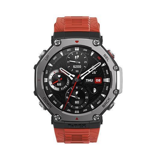 Amazfit T-Rex 3 Lava 3,81 cm (1.5'') AMOLED 48.5 mm Digitale 480 x 480 Pixel Touch screen Nero, Acciaio inox GPS (satellitare)