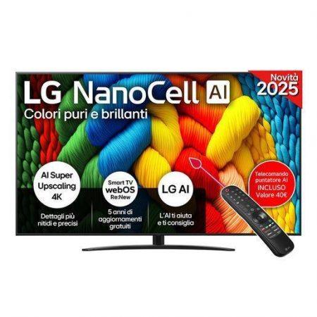 LG NanoCell AI 75NANO81A6A TV Serie NANO81 75” 4K, α7 Gen8, HDR10, 20W, 3 HDMI con Game Optimizer, Smart TV WebOS 25
