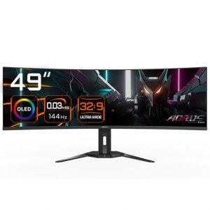GIGABYTE Monitor da gioco curvo CO49DQ OLED – 5120×1440 (DQHD), 1800R, 144Hz, 0,03ms, KVM, FreeSync Premium Pro, HDMI 2.1