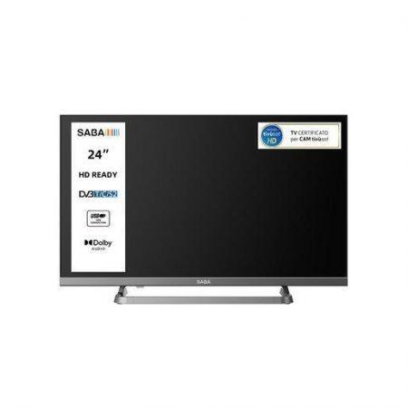SABA SA24M10 TV 24'' HD READY, Triplo tuner DVBT2/C/S2 HEVC MAIN10, Certificato TivuSAT, Piedistallo centrale, Dolby Audio