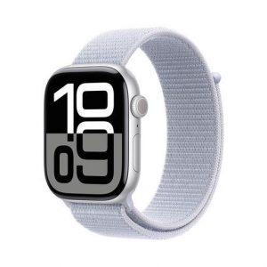 Apple Watch Series 10 Serie 10 GPS 46mm Cassa in Alluminio Color Argento con Blu tempesta Sport Loop