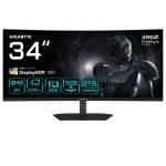 GIGABYTE G34WQC2 Monitor Gaming Curvo 34'' WQHD - 3440 x 1440, 1500R, 200Hz, 1ms, 450 cd/m², AMD FreeSync Premium, DisplayHDR 400, HDMI 2.0, Displayport