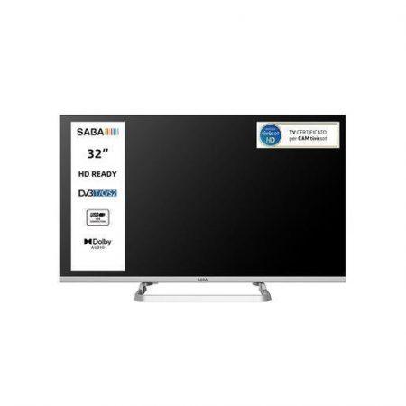 SABA SA32M10 TV 32” HD READY, Triplo tuner DVBT2/C/S2 HEVC MAIN10, Certificato TivuSAT, Piedistallo centrale, Dolby Audio