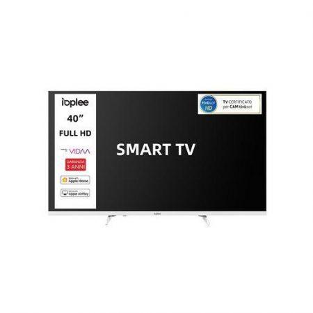 IOPLEE IOP40WVDA SMART TV Bianco 40'' FULL HD, Sistema operativo VIDAA, Triplo tuner DVBT2/C/S2, Certificato TivuSAT, Piedini installabili in doppia posi