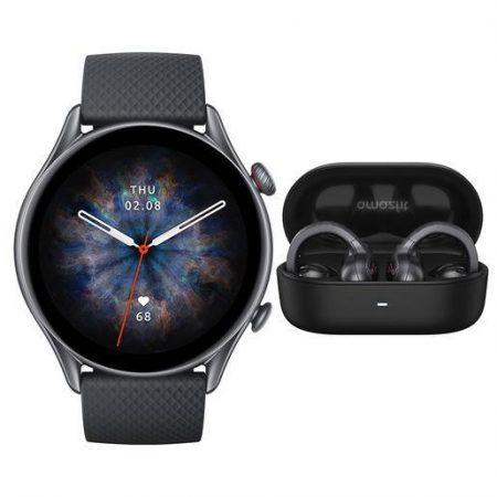 Amazfit GTR 3 Pro + TWS UP 3,68 cm (1.45'') AMOLED 46 mm Digitale 480 x 480 Pixel Touch screen Nero Wi-Fi GPS (satellitare)
