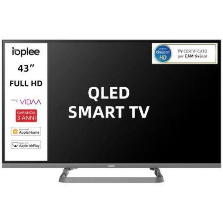IOPLEE IOP43BQVDA SMART TV QLED 43'' FULL HD, Sistema operativo VIDAA, Triplo tuner DVBT2/C/S2, Certificato TivuSAT, Piedistallo centrale, Dolby Audio, P