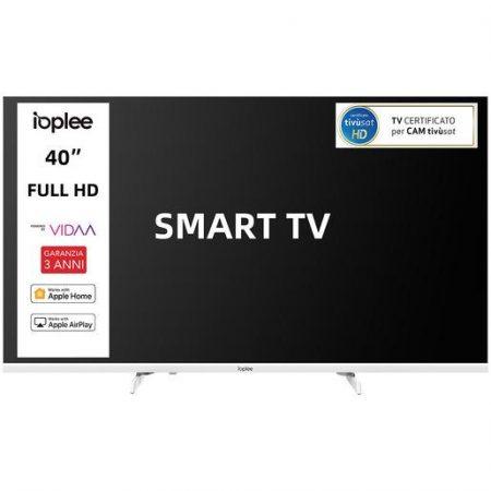 IOPLEE IOP40WVDA SMART TV Bianco 40'' FULL HD, Sistema operativo VIDAA, Triplo tuner DVBT2/C/S2, Certificato TivuSAT, Piedini installabili in doppia posi