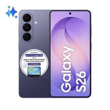 Samsung Galaxy S26 Smartphone AI, 256GB, Processore avanzato, Assistente Foto, Creative Studio, Camera 50 MP, 4300 mAh, Cobalt Violet