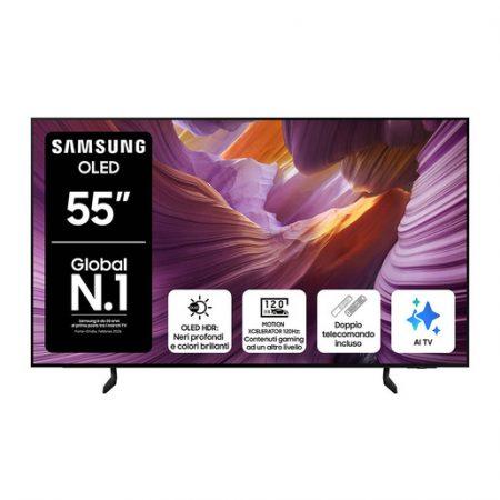 Samsung OLED AI TV 55'' QE55S85FAUXZT 4K, Processore NQ4 AI Gen2, 4K AI Upscaling, Schermo antiriflesso, OLED HDR, Dolby Atmos & OTS Lite, Contour Design