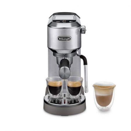 De’Longhi Dedica Duo EC890.M Macchina da Caffè Manuale Espresso, Cappuccino e Cold Brew, Compatibile con Polvere o Cialde E.S.E., Display Soft-Touch , Sp
