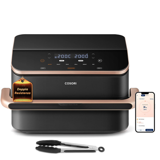 Cosori FRIGGITRICE AD ARIA Dual Blaze Twinfry™ Chef Edition, 2800W, 10 Litri, Funzioni 7 in 1, Doppia Resistenza, Doppio Cestello 5L&5L e Separatore Rimo