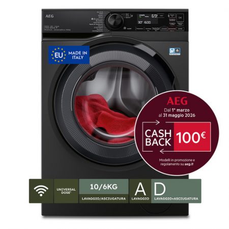 AEG Lavasciuga 10+6 Kg Classe D/A 1600 Giri MADE IN ITALY LWR7BLACK