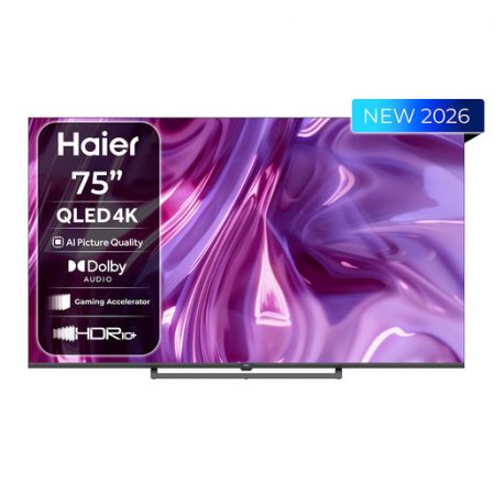 Haier Smart TV QLED 75” H75S80GUX, 4K, Google TV, AI Picture Quality, Gaming 120Hz DLG, HDR10+, Dolby Audio, HDMI 2.1 x4
