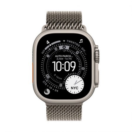 Apple Loop in maglia milanese in titanio naturale (49 mm) - Medium
