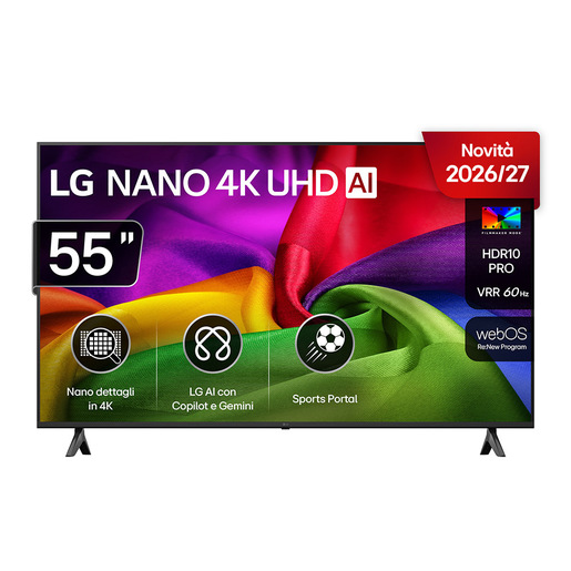 LG NANO 4K UHD AI 55'' Serie NU80 55NU800B6LA, 4K, AI Chatbot, AI Concierge, Nano Detail Enhancer, 3 HDMI, SMART TV 2026